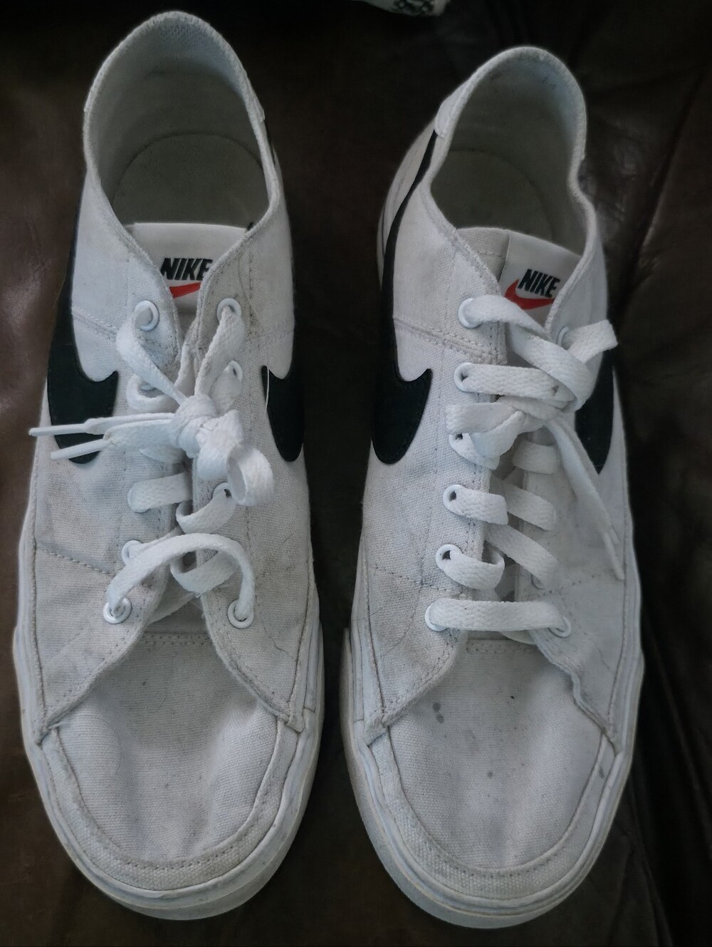 Nike White Canvas Sneakers with Black Swoosh - Men